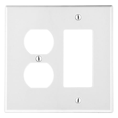 Hubbell Wiring Device-Kellems WALLPLT, M-SIZE, 2-G, 1) DUP 1) DEC, WH PJ826W